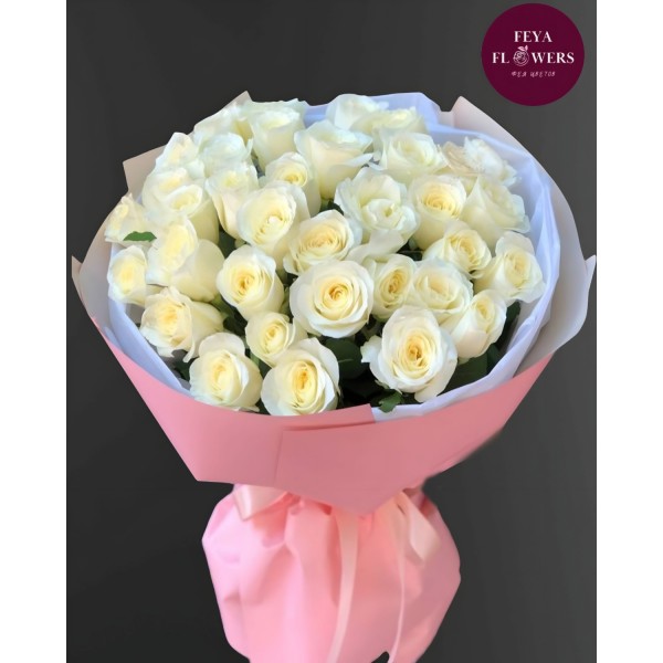 Букет из 21 белых роз